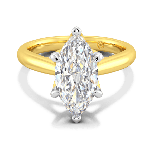 Monet Marquise 14X7 Front Yellow Gold Lab Grown Diamond 6 Prong Petal Basket Accented Bridge Engagement Ring