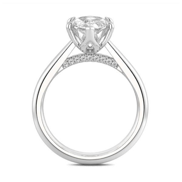 Monet Marquise 14X7 Side White Gold Diamond 6 Prong Petal Basket Accented Bridge Engagement Ring