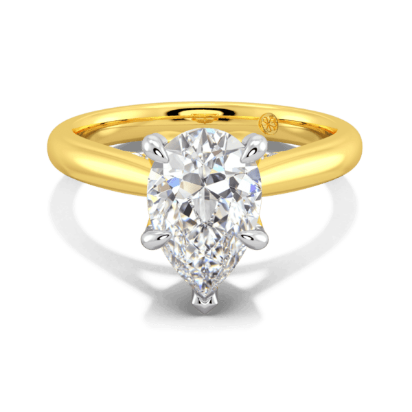 Monet Pear 10 5X7 Front Yellow Gold Lab Grown Diamond 5 Prong Petal Basket Accented Bridge Engagement Ring