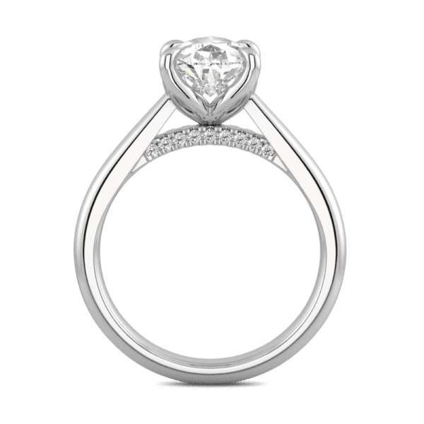 Monet Pear 10 5X7 Side White Gold Diamond 5 Prong Petal Basket Accented Bridge Engagement Ring