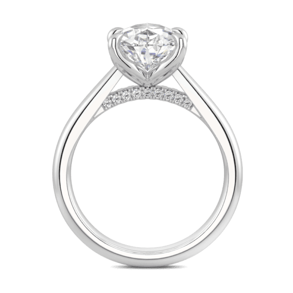 Monet Pear 12X8 Side White Gold Diamond 5 Prong Petal Basket Accented Bridge Engagement Ring
