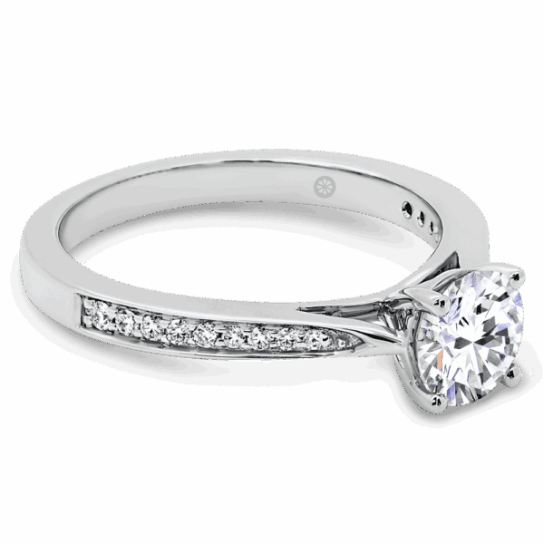 Montana 6 0 Angled White Gold Lab Grown Diamond 4 Prong Round Tapered Pave Set Band Ring
