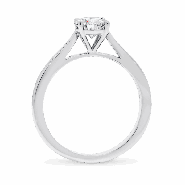 Montana 6 0 Side White Gold Diamond 4 Prong Round Tapered Pave Set Band Ring