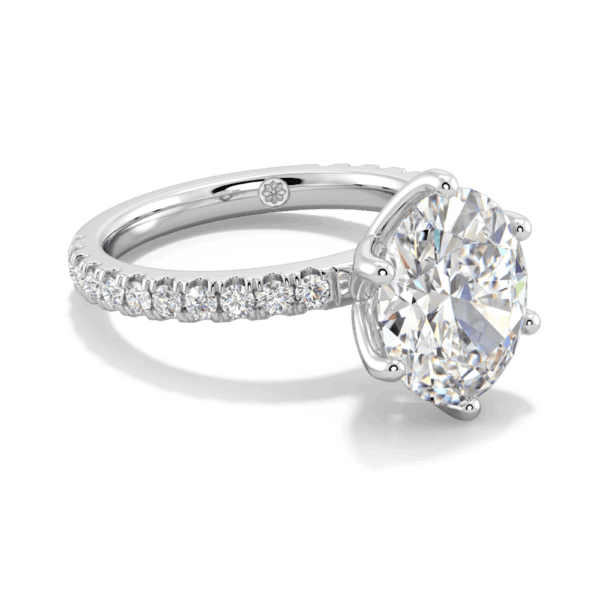 Petunia Oval 11X9 Angled White Gold Lab Grown Diamond Interlocking Petal Basket Prong Set Engagement Ring