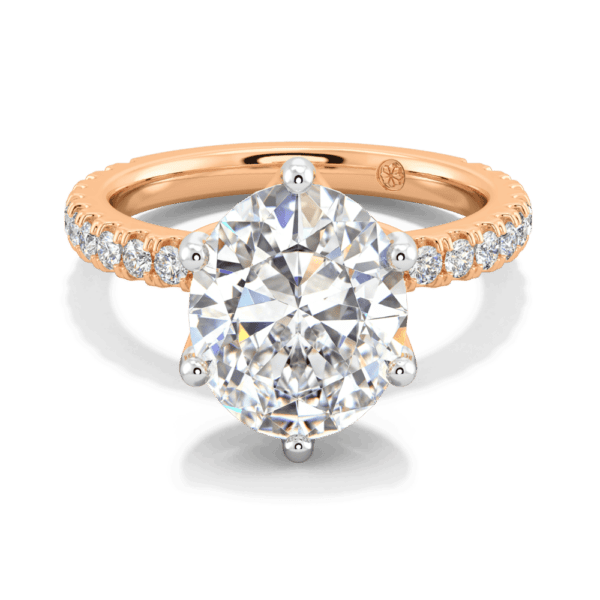 Petunia Oval 11X9 Front Rose Gold Lab Grown Diamond Interlocking Petal Basket Prong Set Engagement Ring