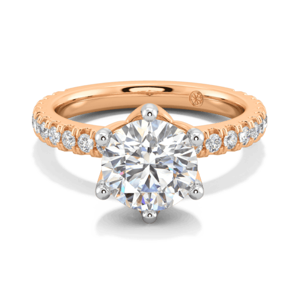 Petunia Round 8 0 Front Rose Gold Lab Grown Diamond Interlocking Petal Basket Prong Set Engagement Ring
