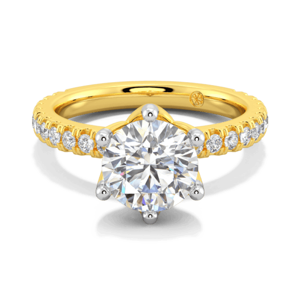 Petunia Round 8 0 Front Yellow Gold Lab Grown Diamond Interlocking Petal Basket Prong Set Engagement Ring