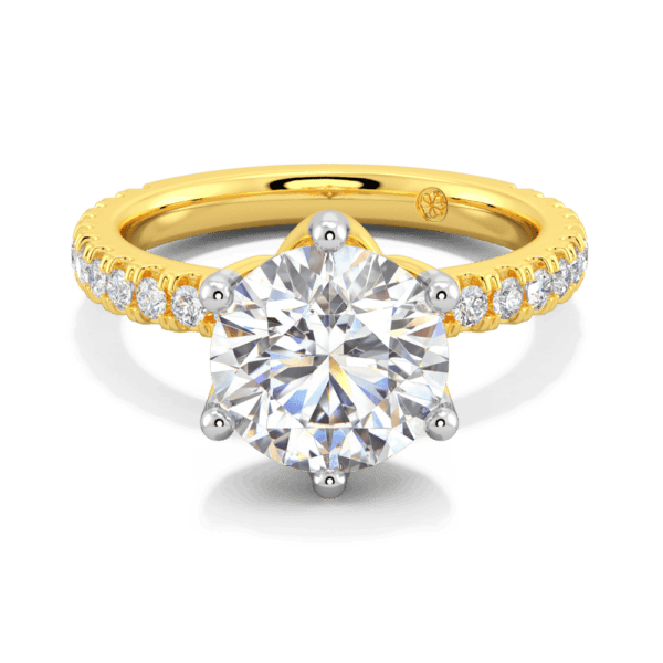 Petunia Round 9 0 Front Yellow Gold Lab Grown Diamond Interlocking Petal Basket Prong Set Engagement Ring