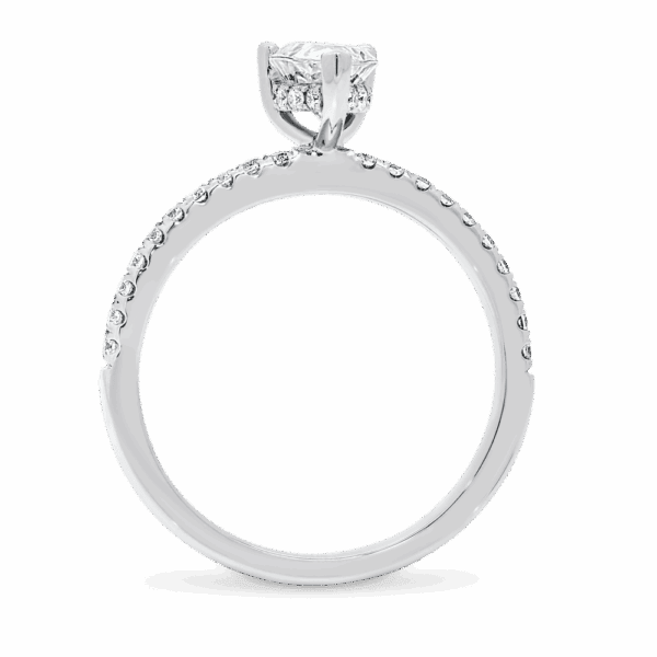 Pia Pear 7X5 Side White Gold Diamond 3 Prong Under Rail Prong Set Band Ring