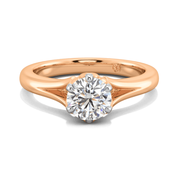 Protea 6 5 Front Rose Gold Lab Grown Diamond Floral Gallery Split Band Solitaire Ring