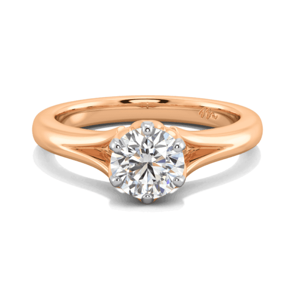 Protea 6 5 Front Rose Gold Moissanite Floral Gallery Split Band Solitaire Ring