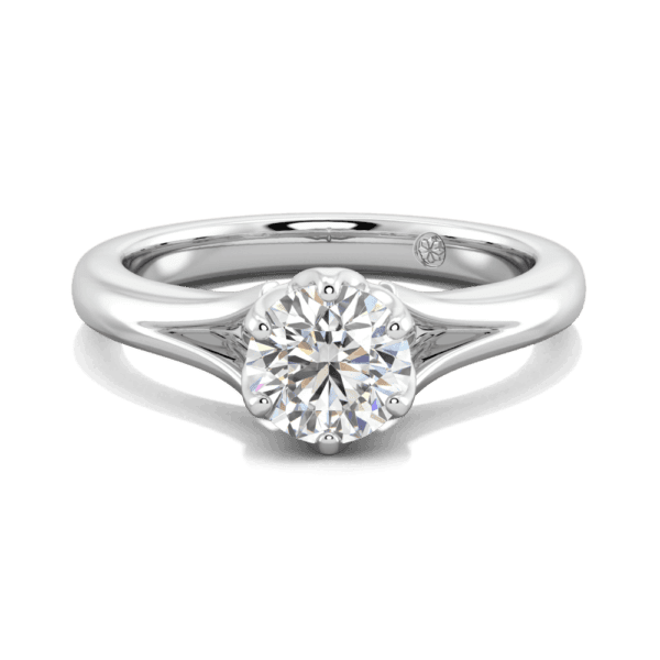 Protea 6 5 Front White Gold Lab Grown Diamond Floral Gallery Split Band Solitaire Ring