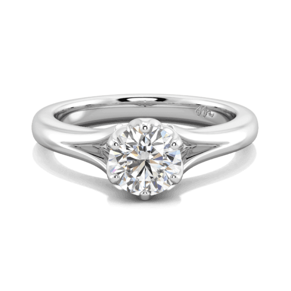 Protea 6 5 Front White Gold Moissanite Floral Gallery Split Band Solitaire Ring