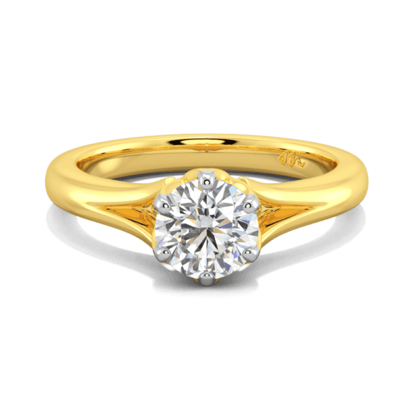 Protea 6 5 Front Yellow Gold Moissanite Floral Gallery Split Band Solitaire Ring