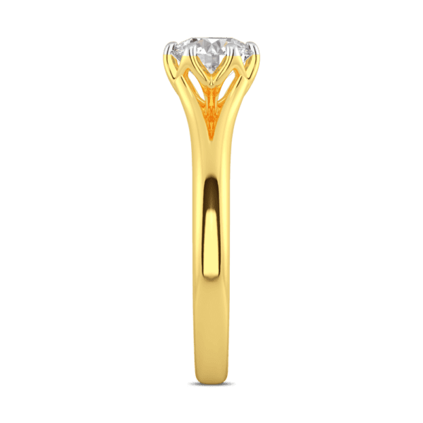Protea 6 5 Profile Yellow Gold Diamond Floral Gallery Split Band Solitaire Ring