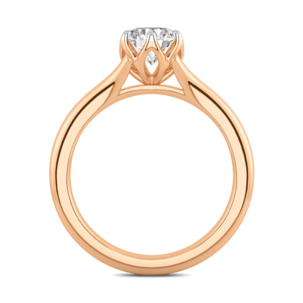 Protea 6 5 Side Rose Gold Diamond Floral Gallery Split Band Solitaire Ring