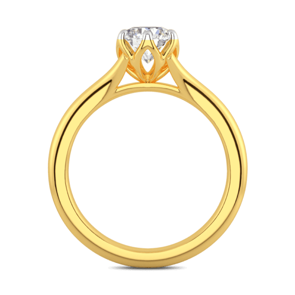 Protea 6 5 Side Yellow Gold Diamond Floral Gallery Split Band Solitaire Ring