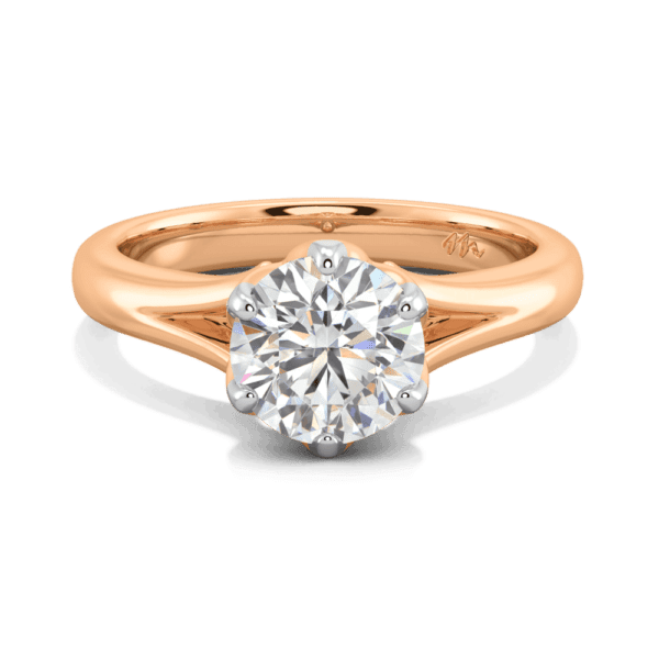 Protea 7 5 Front Rose Gold Moissanite Floral Gallery Split Band Solitaire Ring