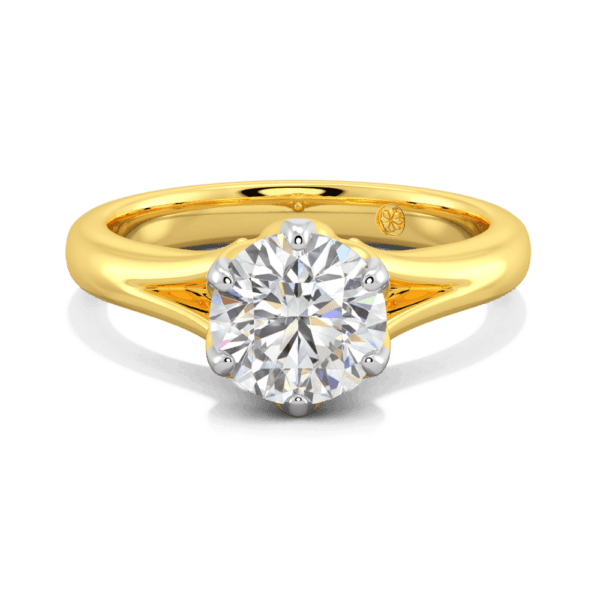 Protea 7 5 Front Yellow Gold Lab Grown Diamond Floral Gallery Split Band Solitaire Ring