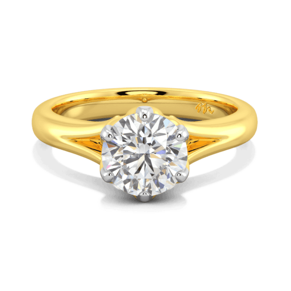 Protea 7 5 Front Yellow Gold Moissanite Floral Gallery Split Band Solitaire Ring