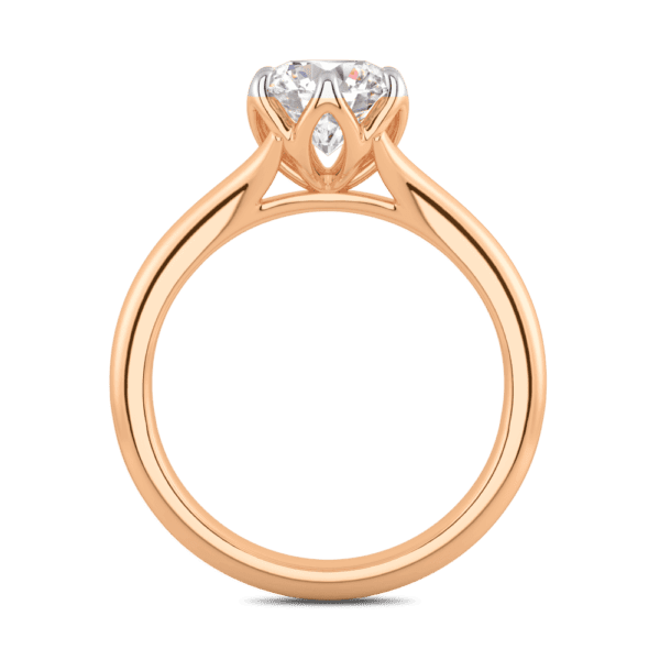 Protea 7 5 Side Rose Gold Diamond Floral Gallery Split Band Solitaire Ring