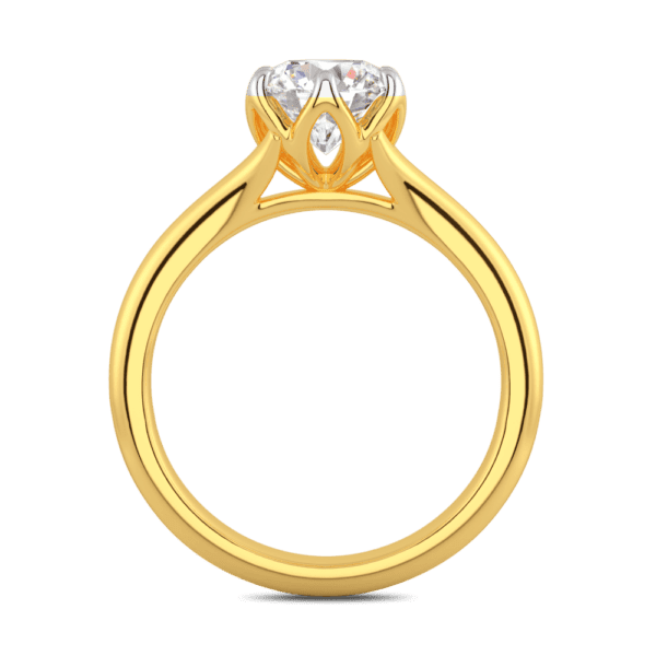 Protea 7 5 Side Yellow Gold Diamond Floral Gallery Split Band Solitaire Ring