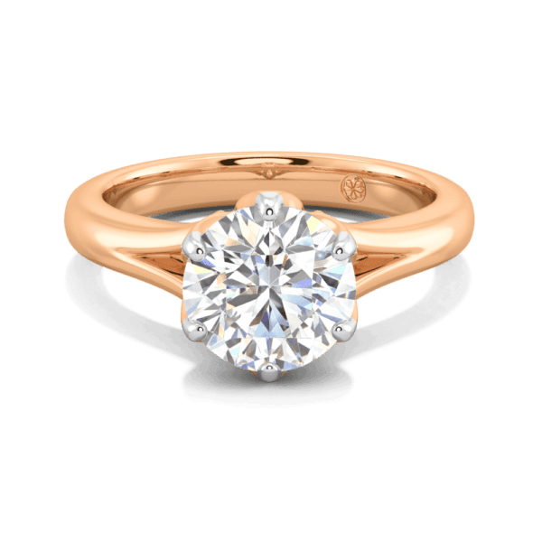 Protea 8 0 Front Rose Gold Lab Grown Diamond Floral Gallery Split Band Solitaire Ring
