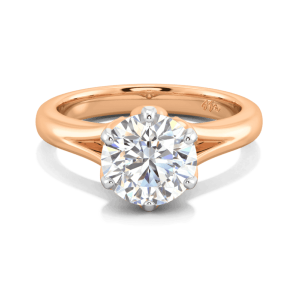 Protea 8 0 Front Rose Gold Moissanite Floral Gallery Split Band Solitaire Ring