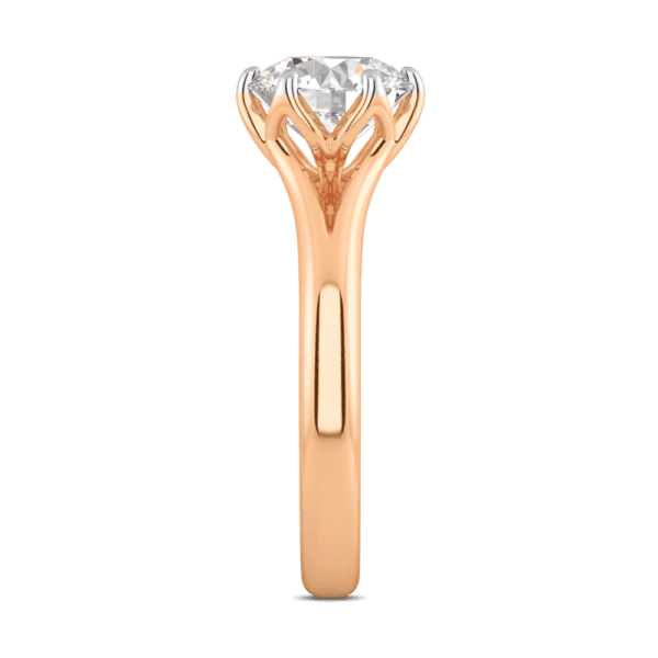 Protea 8 0 Profile Rose Gold Diamond Floral Gallery Split Band Solitaire Ring