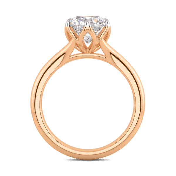 Protea 8 0 Side Rose Gold Diamond Floral Gallery Split Band Solitaire Ring