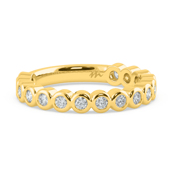 Roxie 2 0 Angled Yellow Gold Diamond Round Bezel Set Wedding Ring