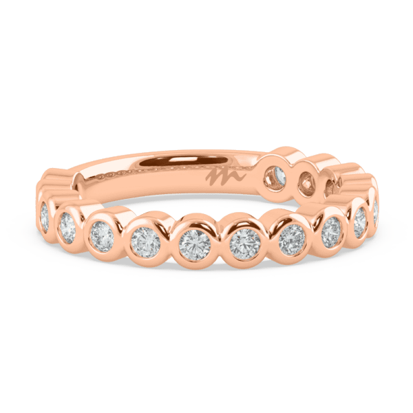 Roxie 2 5 Angled Rose Gold Diamond Round Bezel Set Wedding Ring