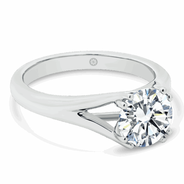 Springfield 7 5 Angled White Gold Lab Grown Diamond Crossover Gallery And 4 Double Prongs Solitaire Ring