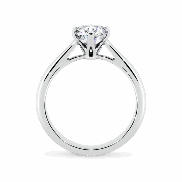 Taylor 6 5 Side White Gold Diamond 6 Prong A Flat Tapered Band Solitaire Ring