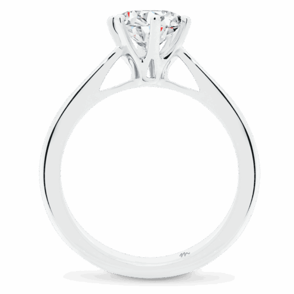 Taylor 7 0 Side White Gold Moissanite 6 Prong A Flat Tapered Band Solitaire Ring