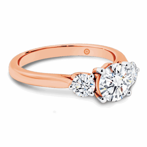 Theresa 6 5 Angled Rose Gold Lab Grown Diamond 4 Prong Trilogy Heart Gallery Knife Edge Band Ring