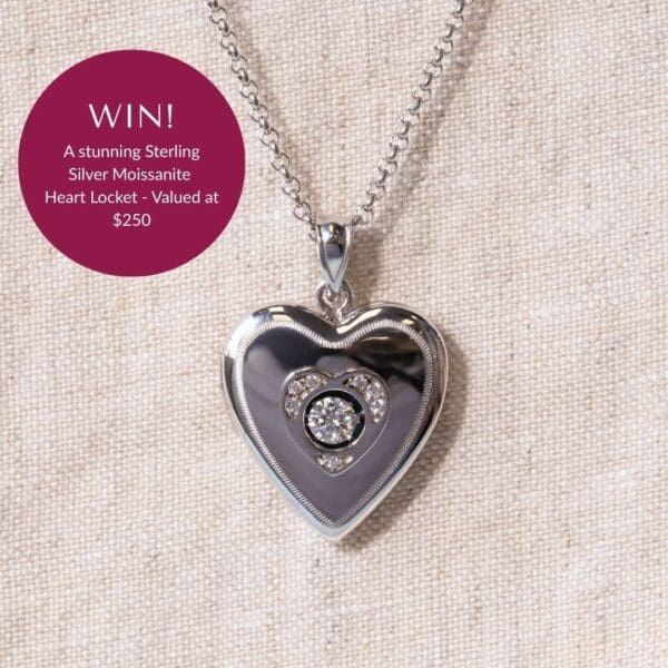 Win This Sterling Silver Moissanite Heart Locket Win This Sterling Silver Moissanite Heart Locket