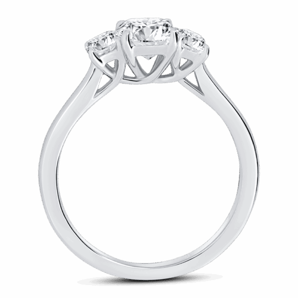 Alexa 7X5 Side White Gold Diamond Prong Set Plain Band Trilogy Ring