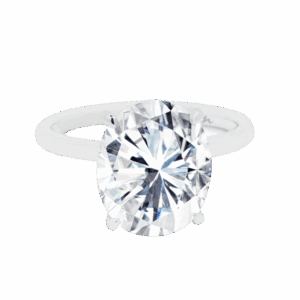 Artemis Front White Gold Moissanite Oval Cut Micro Pave Accented Underrail Hidden Halo Ring