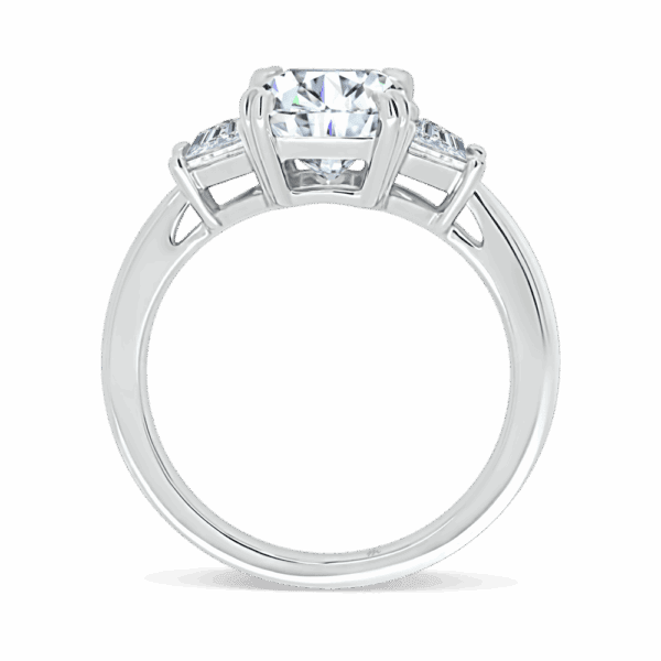 Aubrey Radiant Side White Gold Moissanite Trapezoid Double Prong Set Trilogy Ring