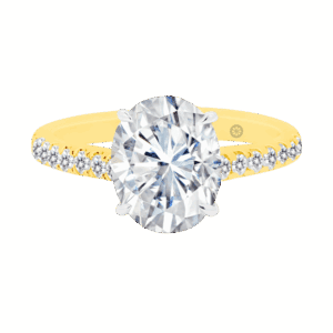 Aurora 10X8 Front Yellow Gold Lab Grown Prong Set Underrail Micro Pave Hidden Halo Ring