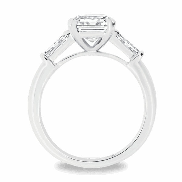 Debbie Asscher 7 0 Side White Gold Moissanite Prong Set Tapered Side Stones Trilogy Ring