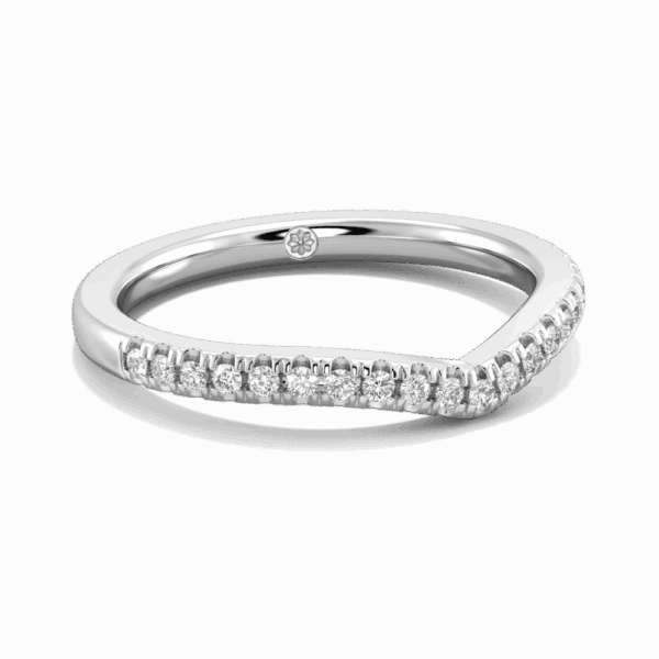 Edith 1 3 Angled White Gold Lab Grown Diamond Straight Band Prong Set V Dip Centre Wedding Ring