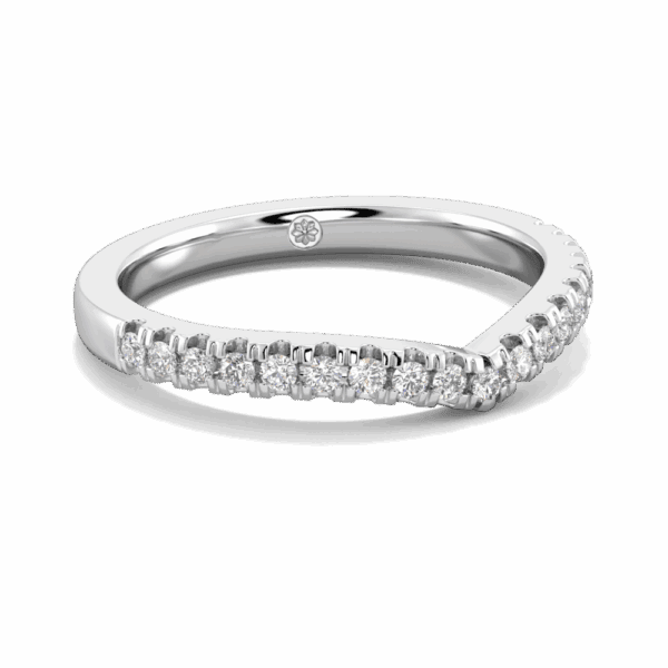 Edith 1 5 Angled White Gold Lab Grown Diamond Straight Band Prong Set V Dip Centre Wedding Ring