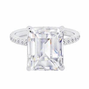Estella Front White Gold Moissanite Prong Set Micro Pave Underrail Engagement Ring