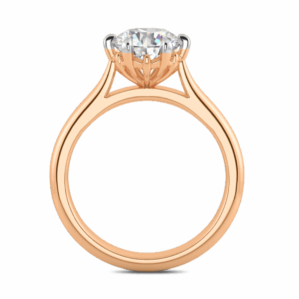 Gum Blossom 7 5 Side Rose Gold Diamond 6 Prong Plain Tapered Band Flower Design Solitaire Ring