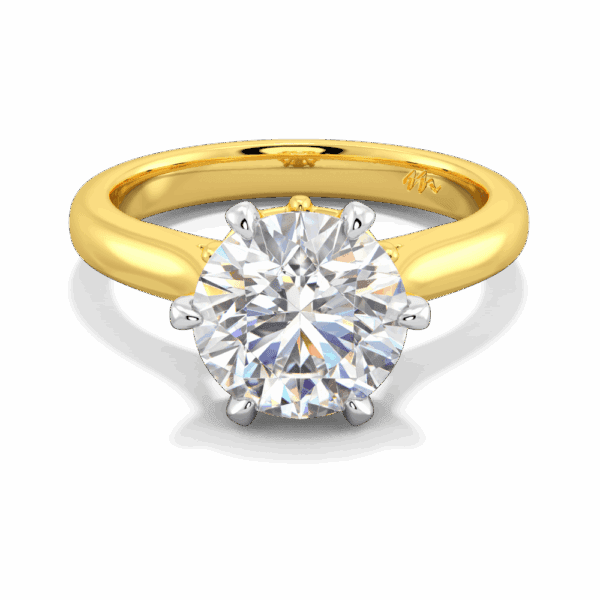 Gum Blossom 9 0 Front Yellow Gold Moissanite 6 Prong Plain Tapered Band Flower Design Solitaire Ring