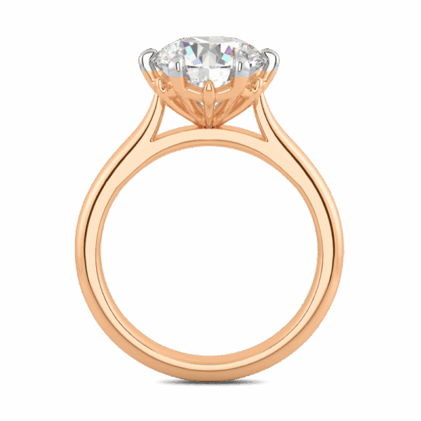 Gum Blossom 9 0 Side Rose Gold Diamond 6 Prong Plain Tapered Band Flower Design Solitaire Ring