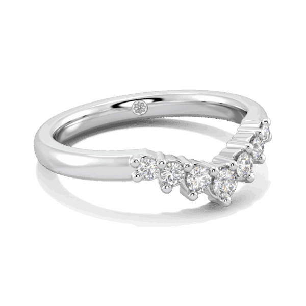 Hayden Angled White Gold Lab Grown Diamond Prong Set Graduated Round Tiara Jigsaw Wedding Ring