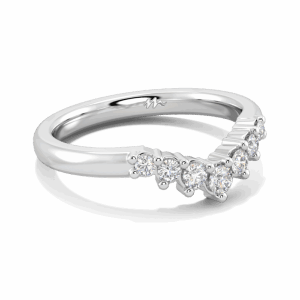 Hayden Angled White Gold Moissanite Prong Set Graduated Round Tiara Jigsaw Wedding Ring